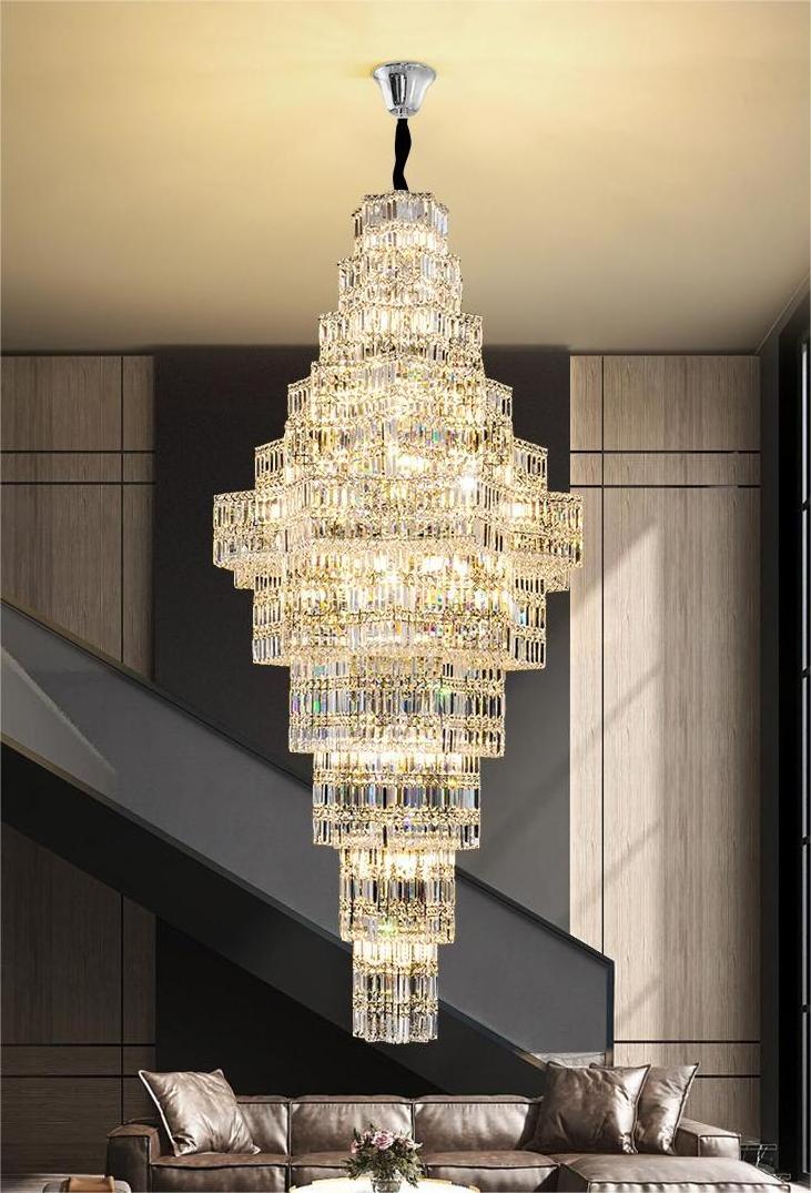 Hotel Restaurant Decoration Large Led Crystal Chandelier Ceiling Pendant Lights Modern Luxury Large K9 Crystal Chandelier