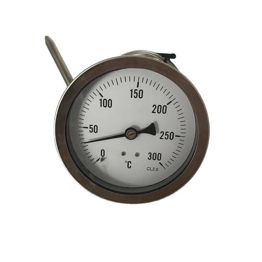 Stainless steel gas filled pizza oven thermometer capillary dial thermometer