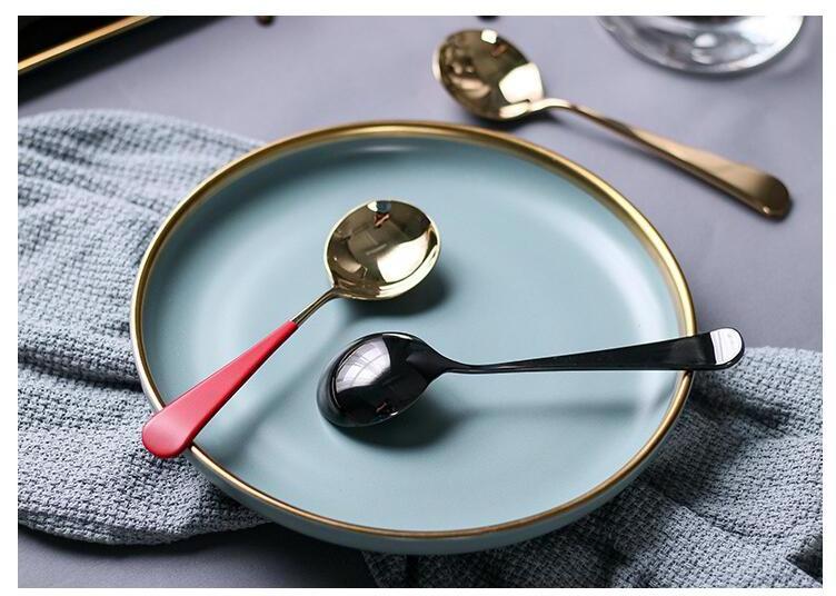 Golden color Stainless steel coffee cupping spoon with red spoon