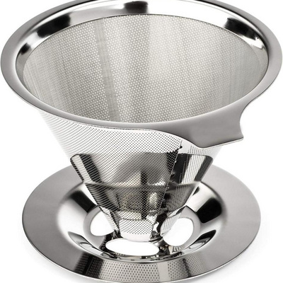 Paperless Pour Over Coffee Maker, 304 Stainless Steel Reusable Drip Cone Coffee Filter Hand made coffee filter