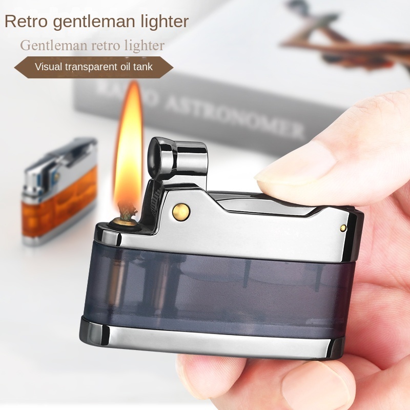 New Arrivals Kerosene Lighter Visible Oil Tank Fuel Refillable Automatic Ignition Old Fashion Retro Cigarette Lighters