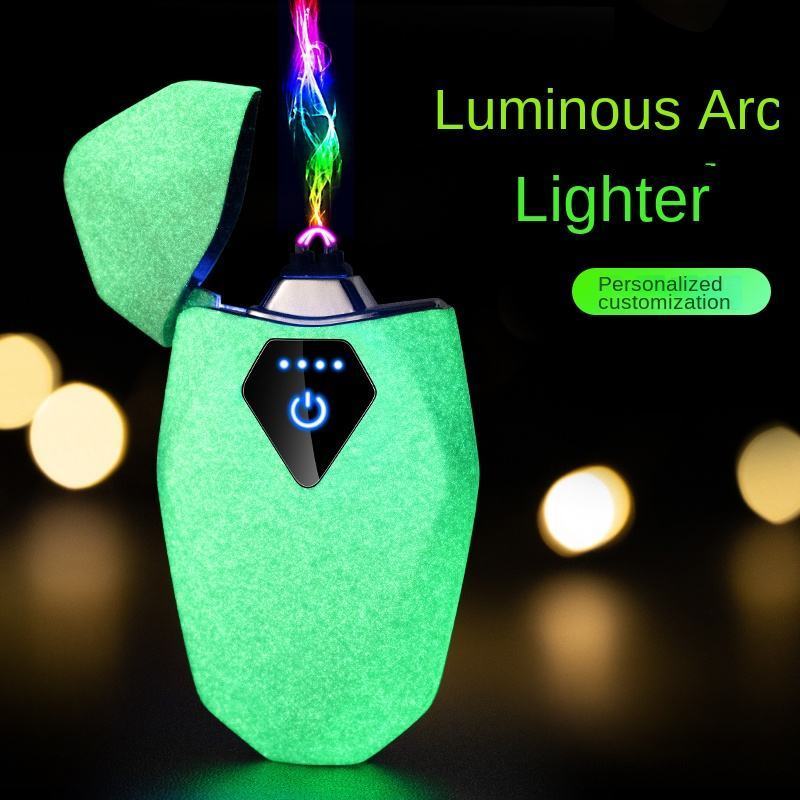 Windproof Dual Arc Electronic Lighter Charging USB Lighters LED Battery Indicator Luminous