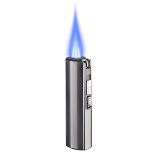 Customized blue flame three direct torch gas lighter, metal windproof roller lighter