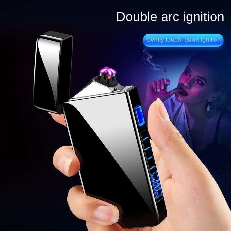 Smoking Accessories Tools Touch Sensing Double Arc Plasma Electric Metal Windproof Usb Charge Lighter