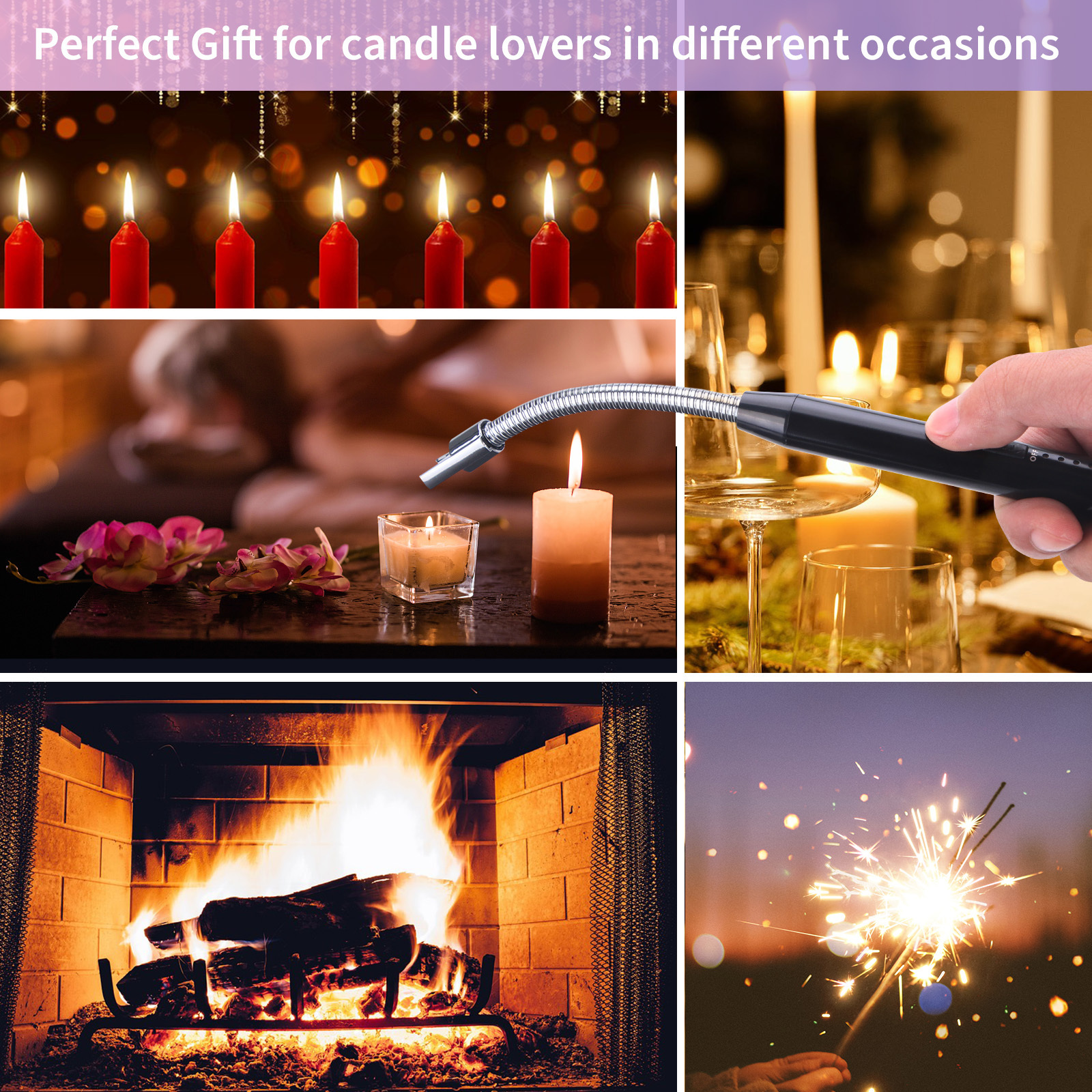 Customize Usb Rechargeable Flame Less Arc Lighter Candles Hiking Camping Kitchen Fireplace Electric Lighter