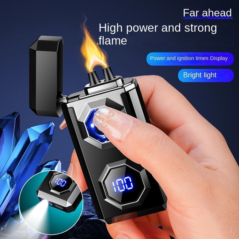 factory direct supply dual arc lighter electric arc lighter led rechargeable mini flashlight torch lighter