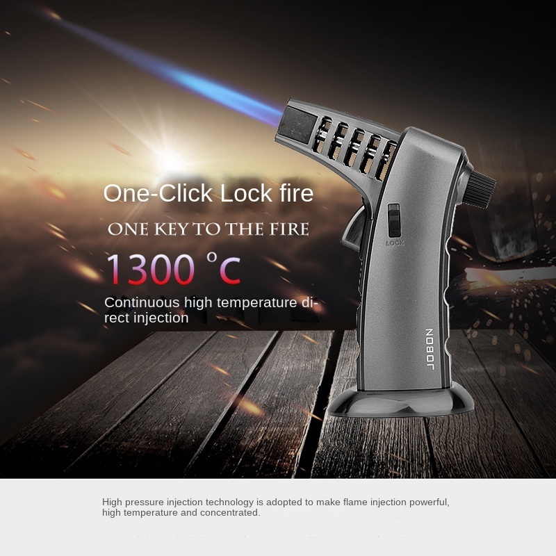 Powerful single jet flame torch lighter windproof handheld gas lighter with safety lock