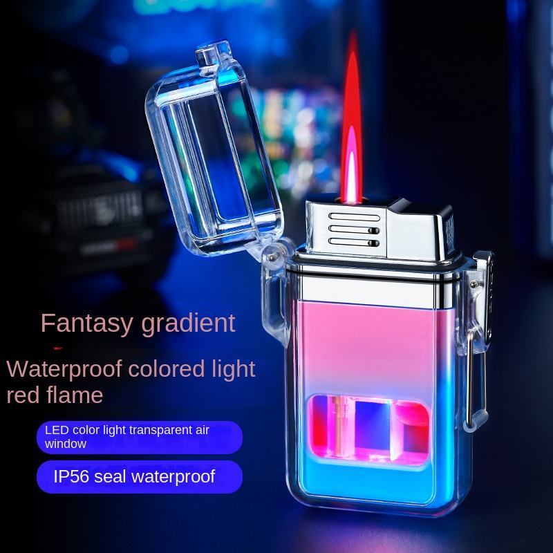 Transparent Case Waterproof Butane Gas Lighter Color Light Jet Flame Luminous Cigarette Lighter Luxury