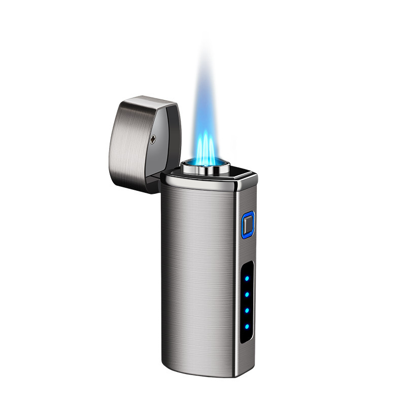 Factory offers attractive blue triple flame windproof lighters Classic logo cigar  lighter torch