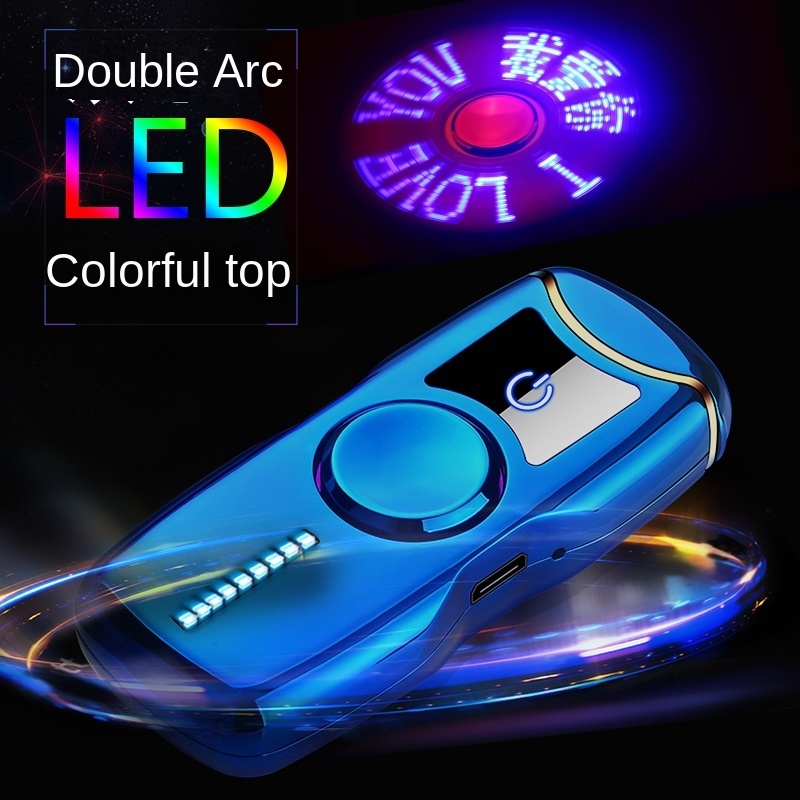 2024 Fashion Double Arc Electric Plasma Lighter With Led Lighting Finger Spinner Lighter