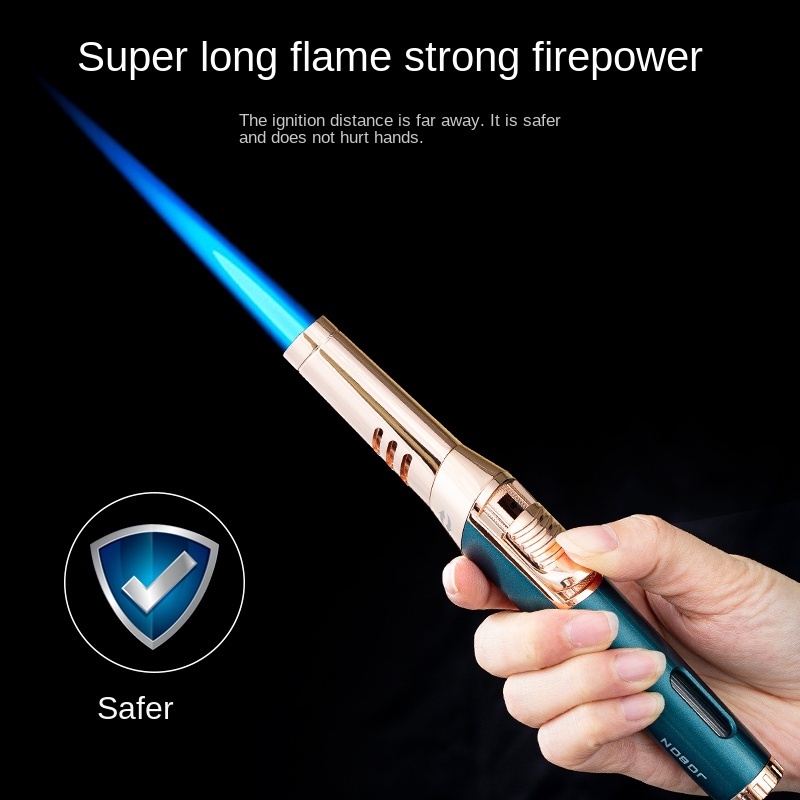 Christmas Family Dinner Windproof Blue Flame Lighter 360 Spin Mini Butane Gas Blow Torch for BBQ Kitchen