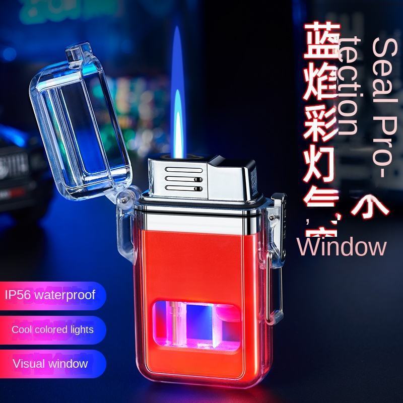 Transparent Case Waterproof Butane Gas Lighter Color Light Jet Flame Luminous Cigarette Lighter Luxury