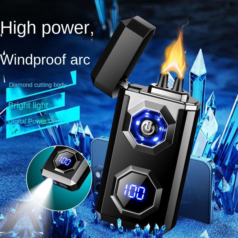 factory direct supply dual arc lighter electric arc lighter led rechargeable mini flashlight torch lighter