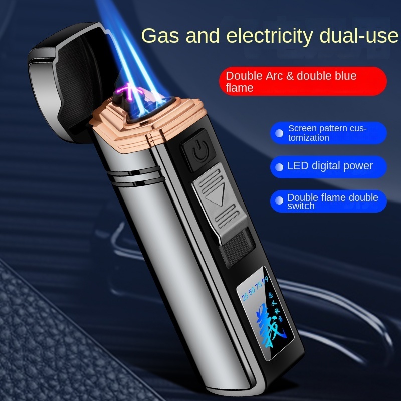 Wholesale Outdoor Direct Gas Electric Dual Use Arc Lighter Inflatable Cigar Metal Windproof Electronic Lighter