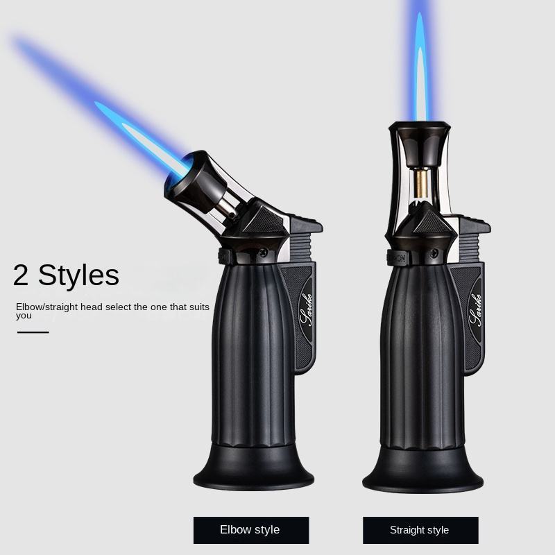 Creative Portable Flamethrower Big Fire Butane Refillable Gas Cigar Torch Lighter With Three Nozzles