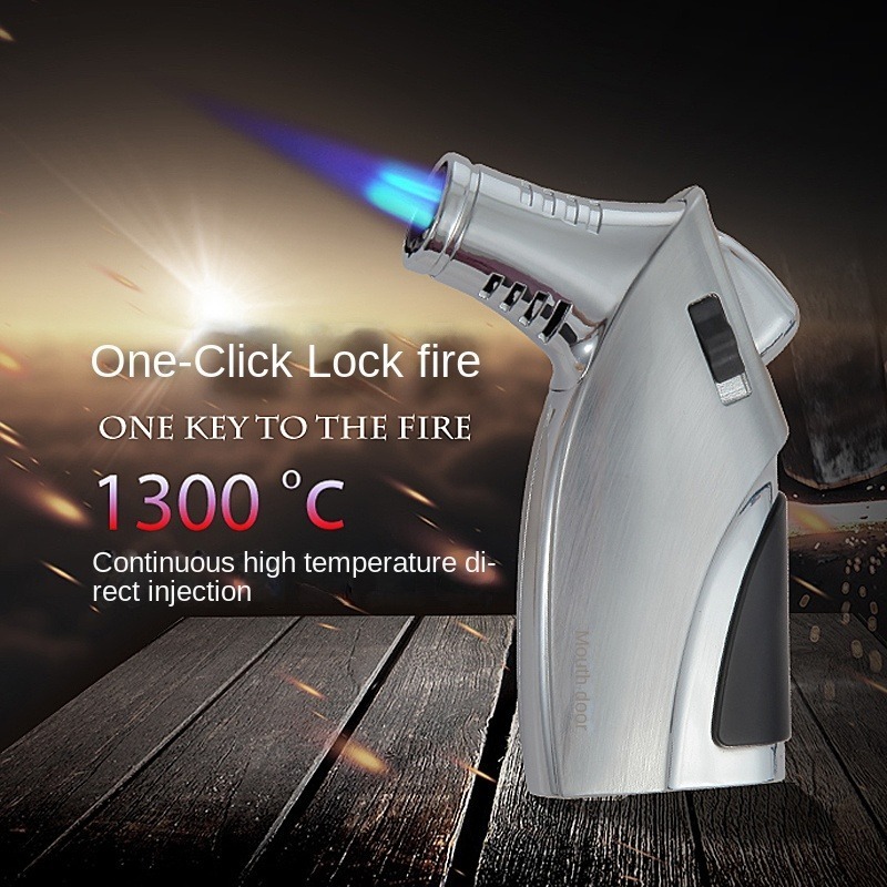 Windproof Triple Flame Torch Lighter Kitchen Cigarette Lighter High Temperature Metal Outdoor BBQ Cigar Lighters