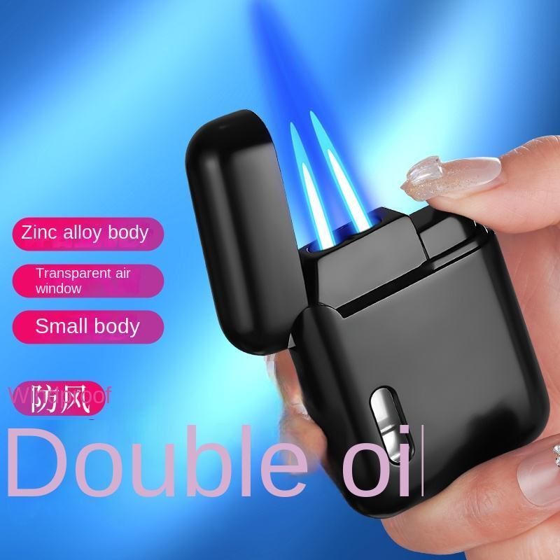 High quality Double Jet Torch Lighter with Visible Window, Refillable and Adjustable Pocket Lighter