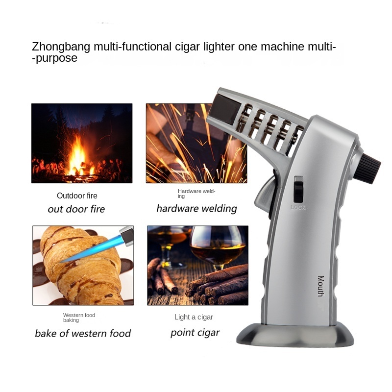 Powerful single jet flame torch lighter windproof handheld gas lighter with safety lock