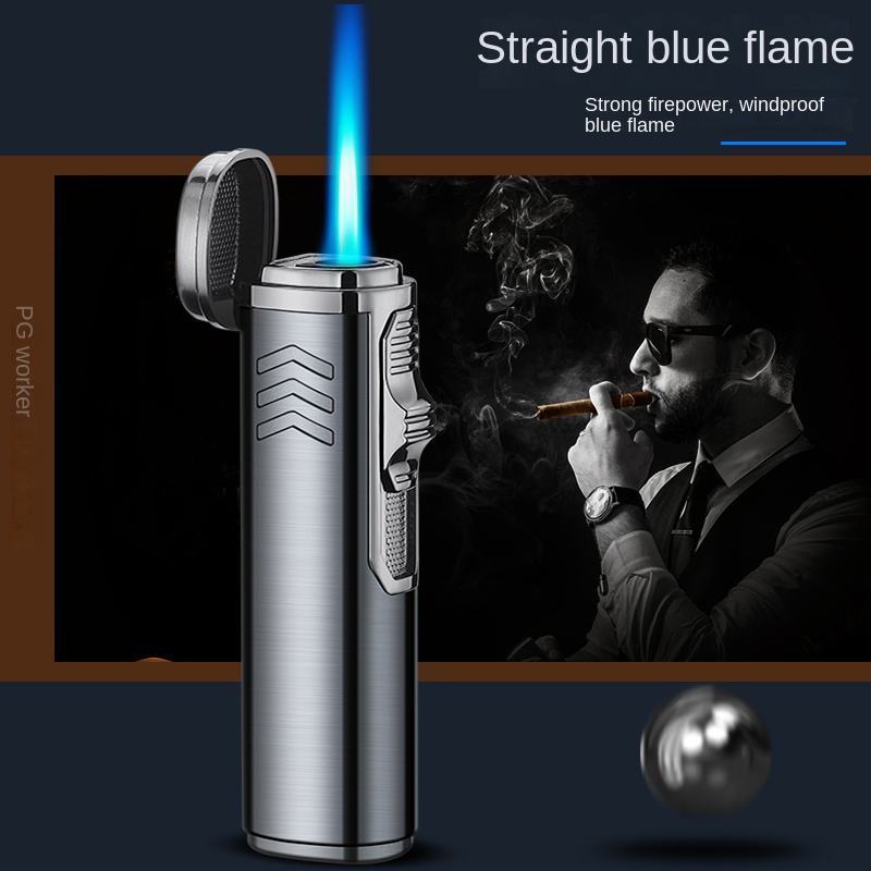 Custom Recyclable Cigar Cutter Three Straight Punch Windproof Metal Gift Box Cigar Lighter Torch With Cigar Cutter