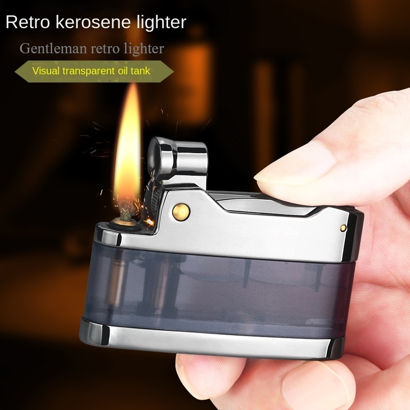 New Arrivals Kerosene Lighter Visible Oil Tank Fuel Refillable Automatic Ignition Old Fashion Retro Cigarette Lighters