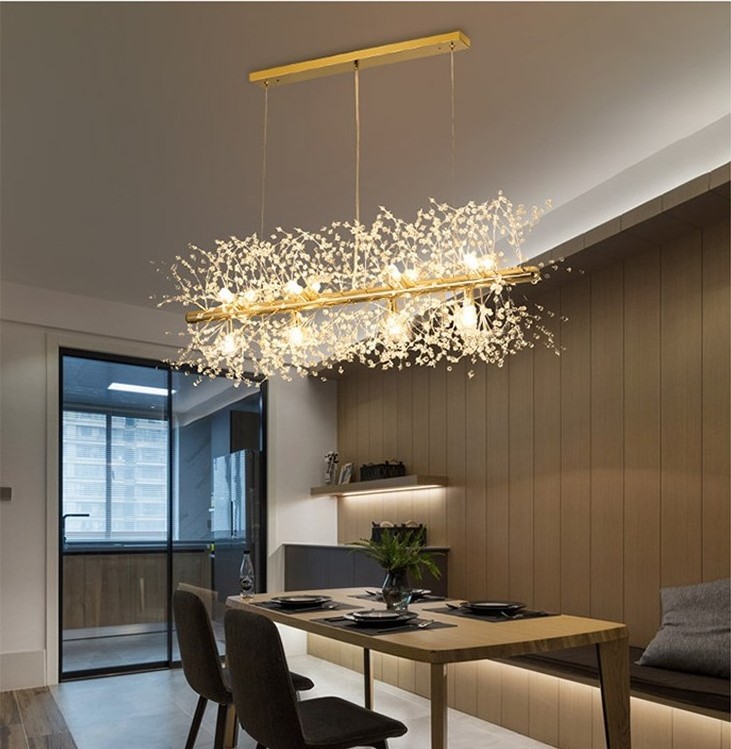 Modern Firework Crystal Chandeliers Dandelion Led Ceiling Lights Fixture for Living Room