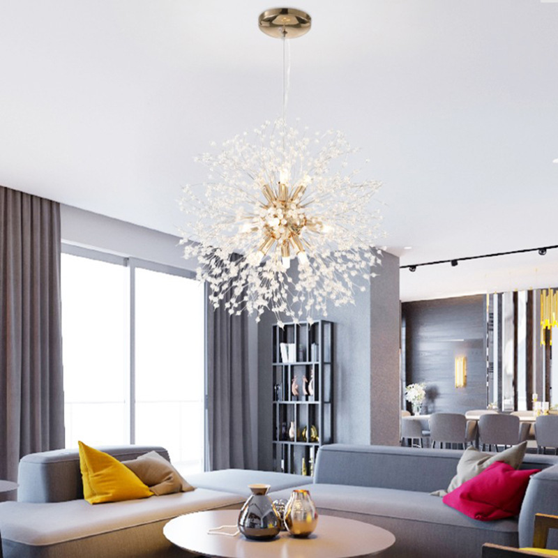 Hot Sales Crystal chandelier 9-light firework modern Sputnik Chandelier Pendant Light Living Room Fixture