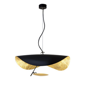 Italy design nordic creative black gold foil chandelier bedroom art ceiling lamp modern elegant metal hat pendant light