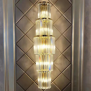 Clear Crystal Home Wall Sconces Parlor Tv Background Wall Lamp Gold Stainless Steel E14 Bulb Lighting Fixtures