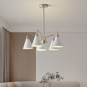 Modern Home Decor Dining Entry Hotel Bedroom Living Room Foyer Nordic Nickel Metal White Shade Chandelier Pendant Light Fixture