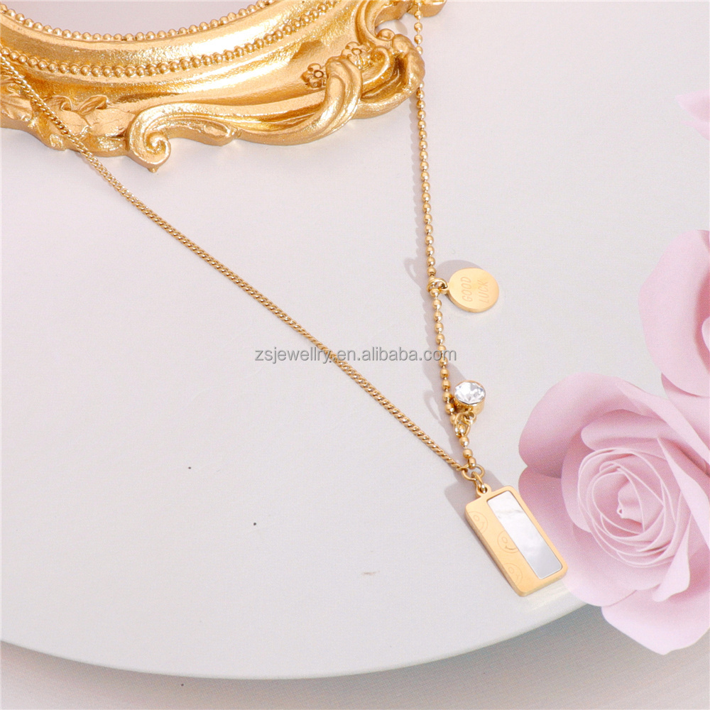 Kukui Nut Girl Custom Stainless Steel 3 Stone Long Chain Shell Fashion Design Jewelry Loose Gold Plated Necklaces