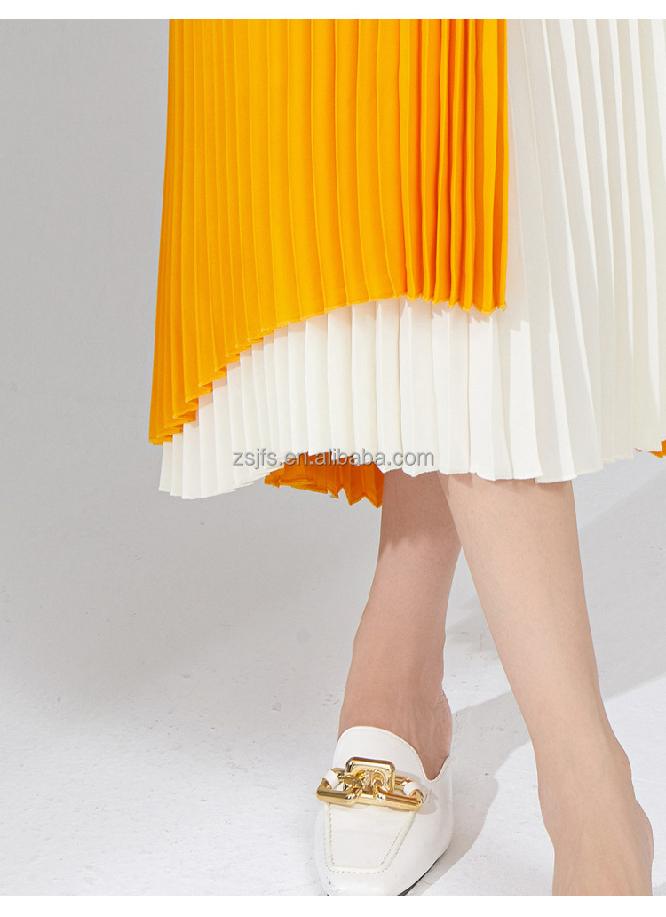 Asymmetrical A-line Skirt Fall 2023 New Arrival High Waist Slimming and Pleated Midi Skirt