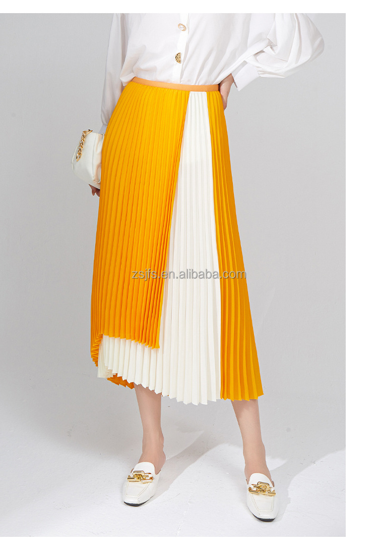 Asymmetrical A-line Skirt Fall 2023 New Arrival High Waist Slimming and Pleated Midi Skirt