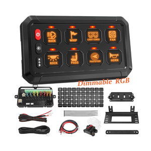 Offroad Car Truck Auxility Lights 24V 12V Off-Road Dimmable RGB 8 Gang Switch Panel With Circuit Control Box