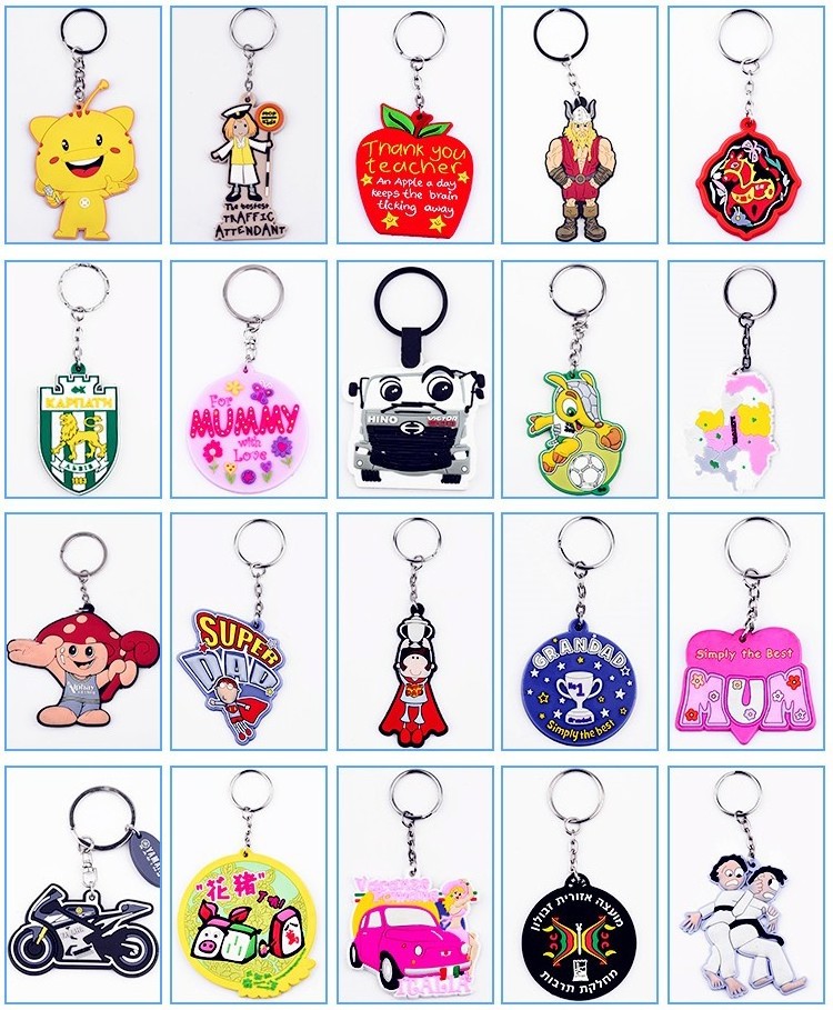 Customized Keychain Accessories Promotional Llaveros Keyring Key Ring Car Anime Acrylic Rubber Plastic Metal Key Chains Keychain