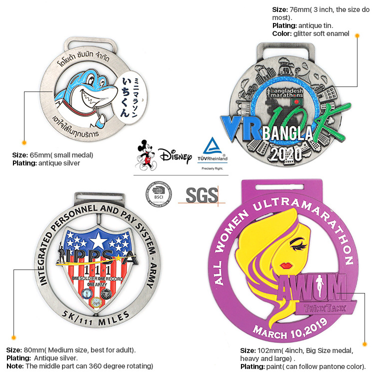 Custom Round Sport Academic Holographic Fiesta Award Medals Coins and Medals of Metal Custom Enamel Scouts Miraculous Medal