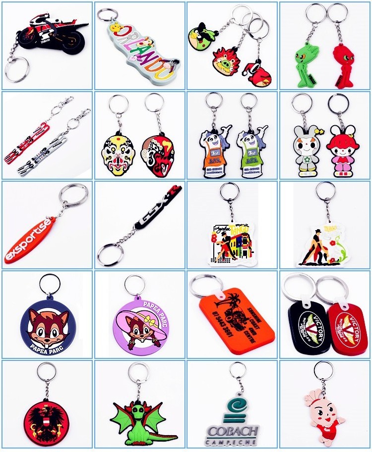 Customized Keychain Accessories Promotional Llaveros Keyring Key Ring Car Anime Acrylic Rubber Plastic Metal Key Chains Keychain