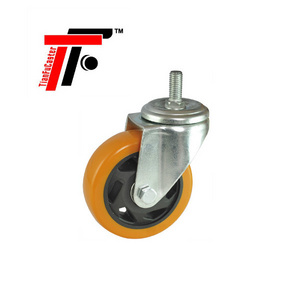 125 MM/5 inch Medium Duty PVC Double Ball Bearing Threaded Swivel Caster Wheel with/ without Brake for Trolley Cart