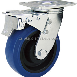 supper elastic Rubber Caster, trolley caster wheel, swivel with double lock and brake