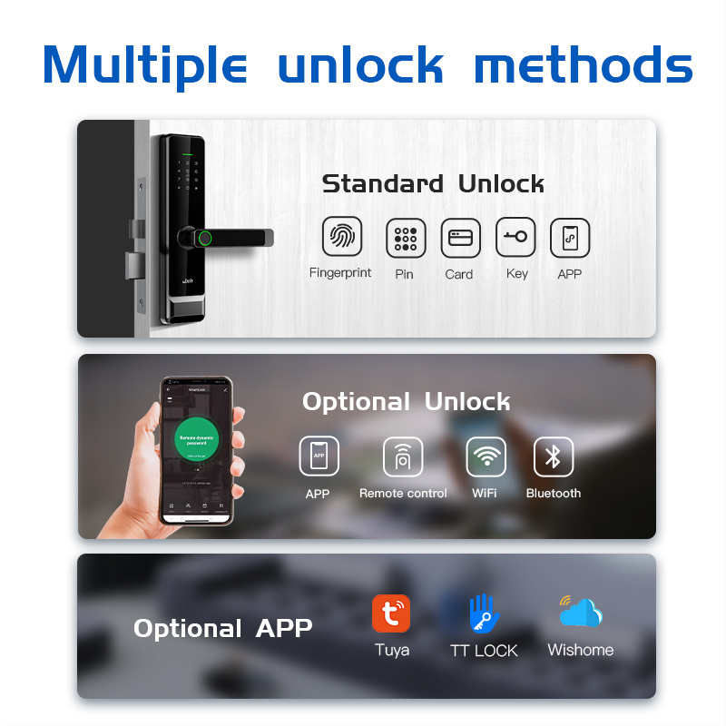 Apartment digital Safe Keyless TT Lock BLE Electronic Digital Fingerprint Smart door lever lock Home Biometric Lock