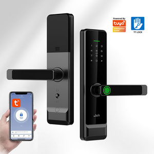 Wifi App Home Cerradura Inteligente Biometric Fingerprint Scanner Door Handle Tuya Smart Locks For Front Door Wi-Fi Zigbee