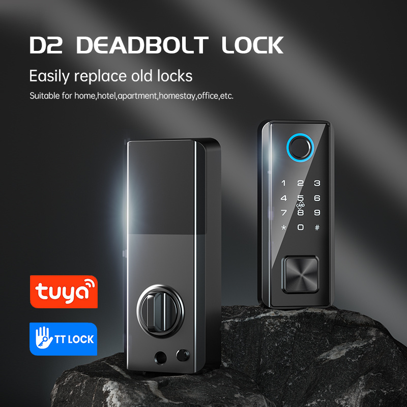 TT Lock Wifi Controlled Fingerprint Deadbolt Smart Keyless Door Lock with American Standard