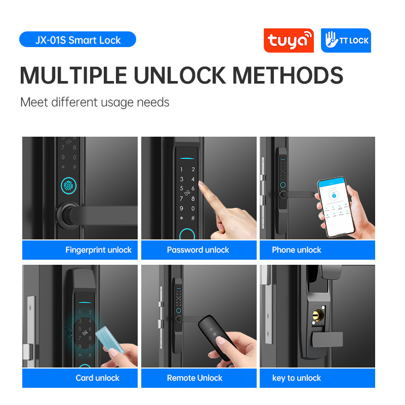 Waterproof IPX5 Outdoor TTlock app Slim Smart Lock for Narrow Profile Aluminum Doors Wooden Doors and Grill Gate Doors