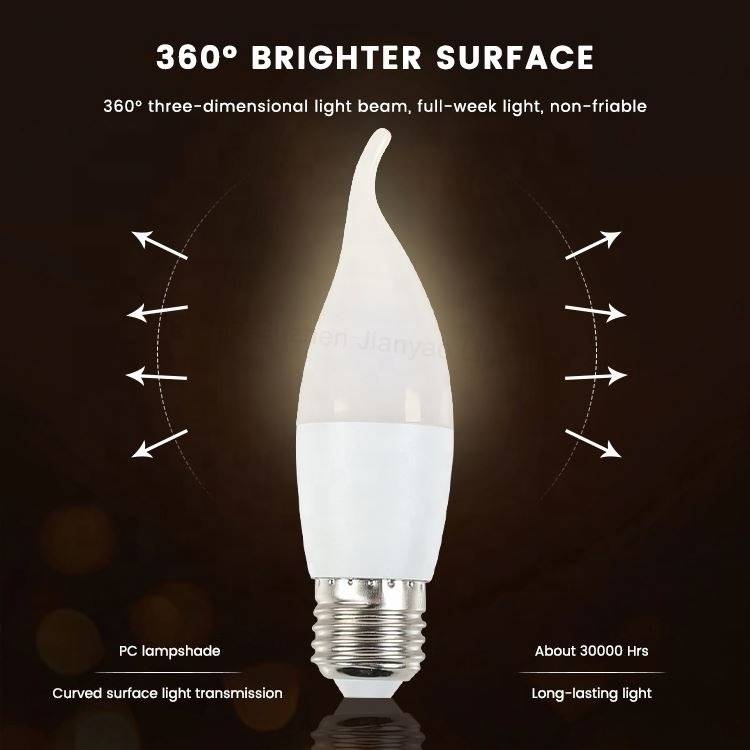 Factory Cheap Price Wholesale 3W 5W 7W E27 B22 Led Bulb White Candle Shape Led Light Bulbs