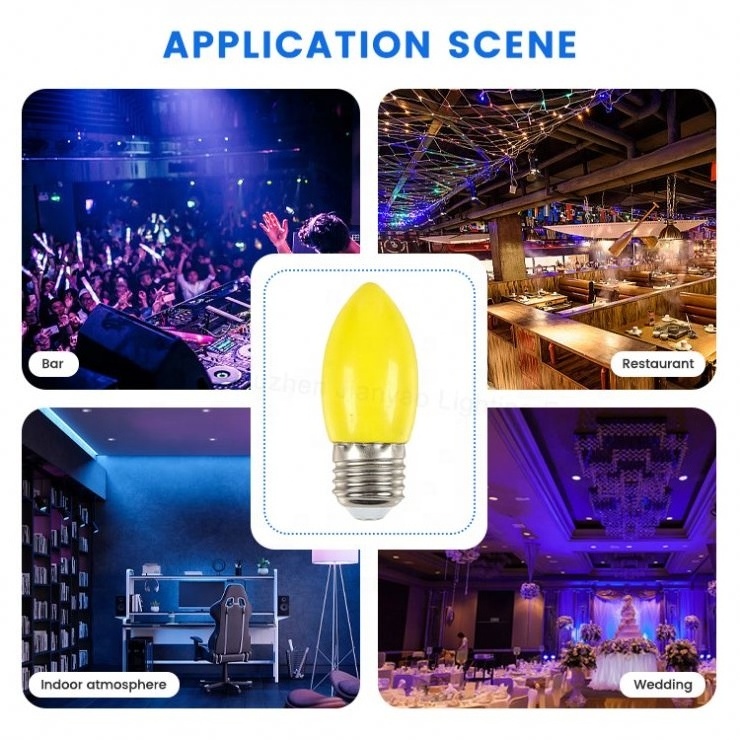 Wholesale Outdoor&Indoor Led Light Bulb Candle Shape Light Colorful Bulbs