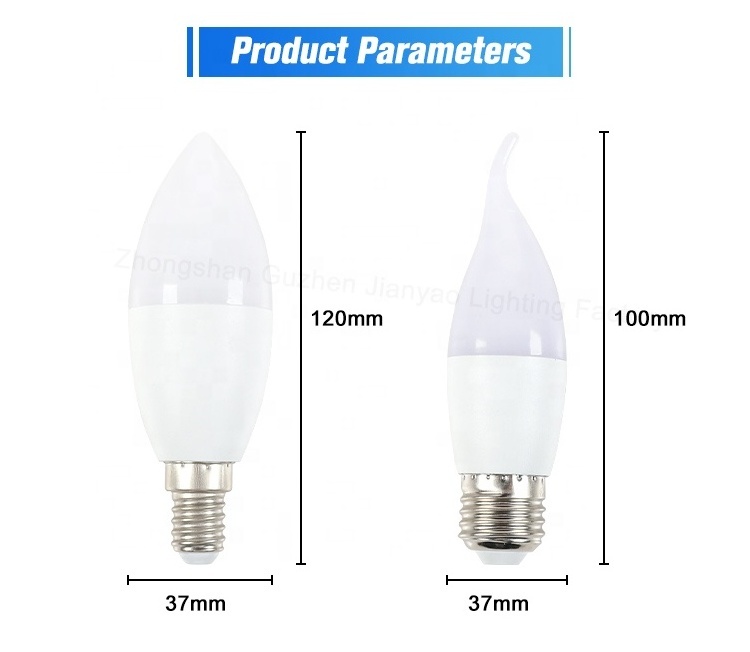 High Brightness 5w 6w 7w Home light LED Candle Bulbs C35 C37 E14 E27 Decorative light Bombillas led lamp