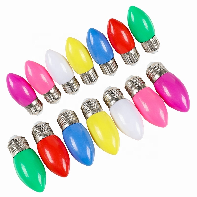 Red Yellow Blue Pink Atmosphere color led lamp bulb candle bulb 1W 2W 3W B22 E27 Colorful Led Light Bulb Bedroom Livingroom