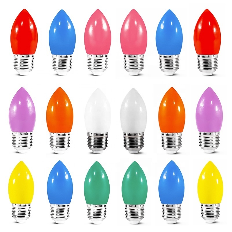 Red Yellow Blue Pink Atmosphere color led lamp bulb candle bulb 1W 2W 3W B22 E27 Colorful Led Light Bulb Bedroom Livingroom