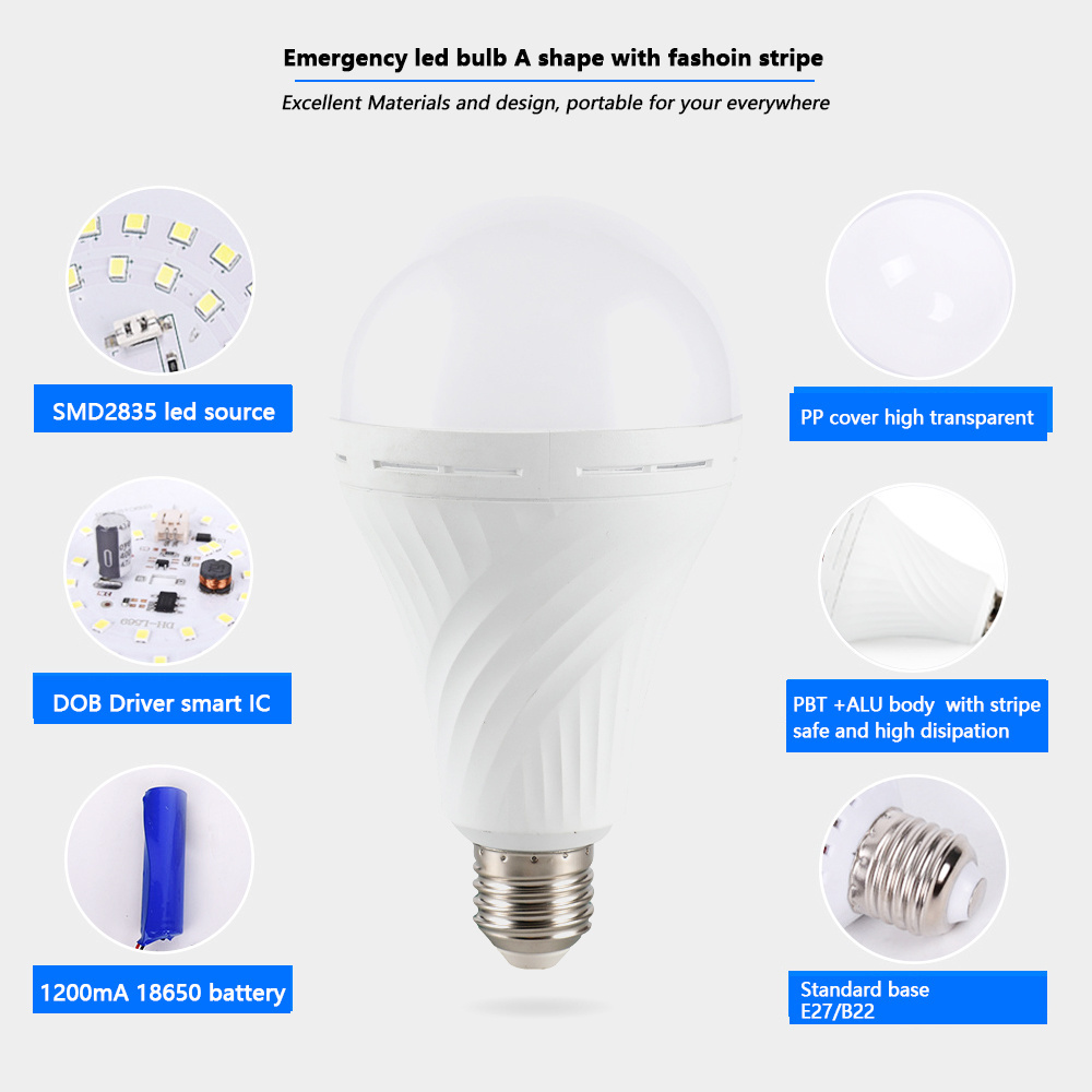 high quality rechargeable led light bulb emergency led house buld charging bulb for outdoor camping  E27 B22 7W 9W 12W 15W