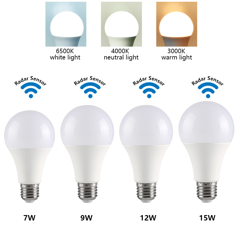 Free Sample Factory Supply Radar Led Bulb no Switch Control Intelligent Bulbs E27 Sensor Control Home Led Lights