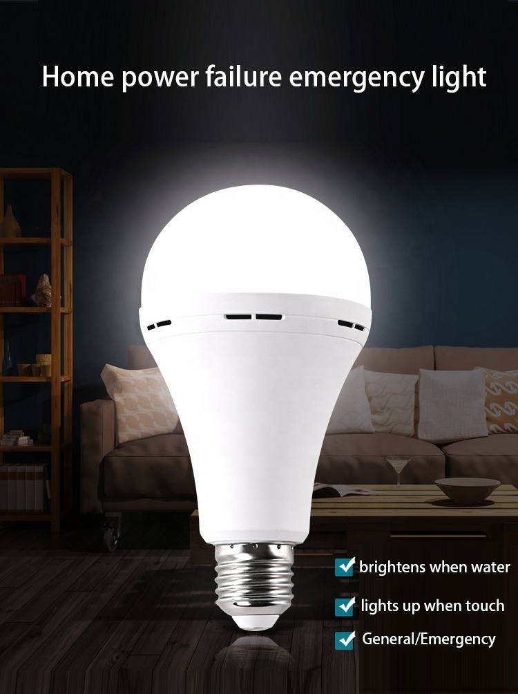 7W 9W 12W 15W Home and outside night lighting  rechargeable emergency LED bulb light lamp battery 6500K  E27 maunefacturer price